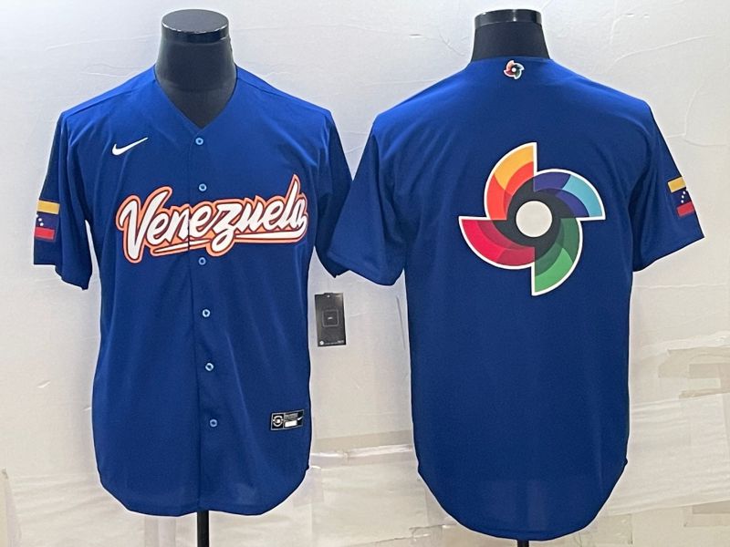 Men 2023 World Cub Venezuela Blank Blue Nike MLB Jersey4->more jerseys->MLB Jersey
